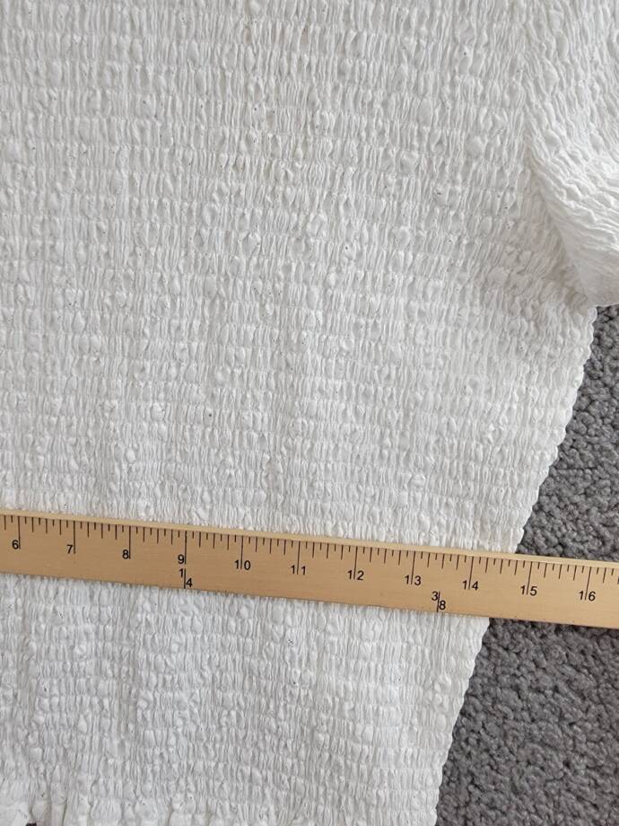 Michael Michael Kors Smocked Crewneck Top Women's M White Button Back Closure