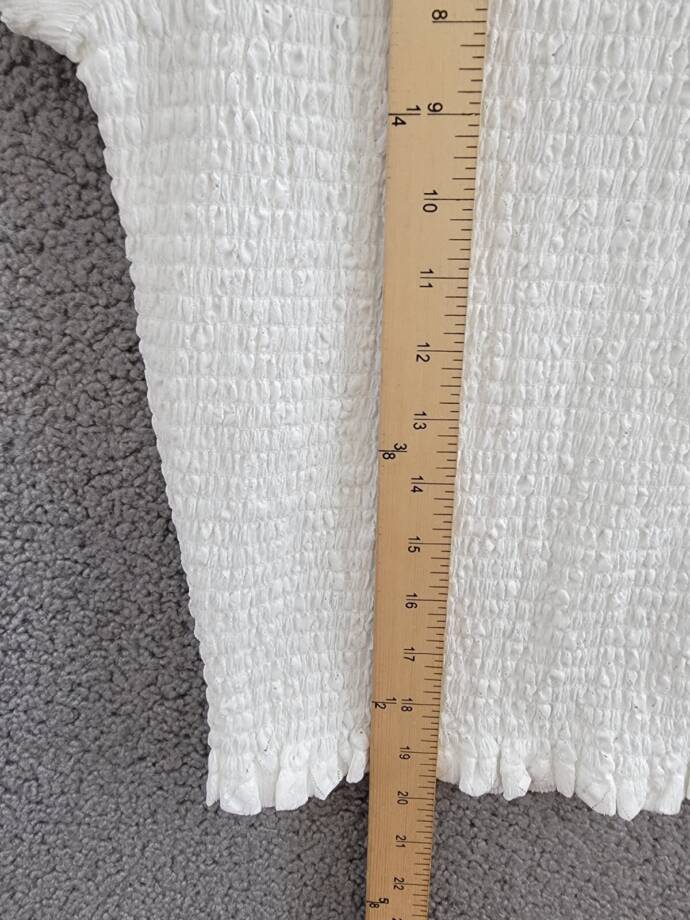 Michael Michael Kors Smocked Crewneck Top Women's M White Button Back Closure