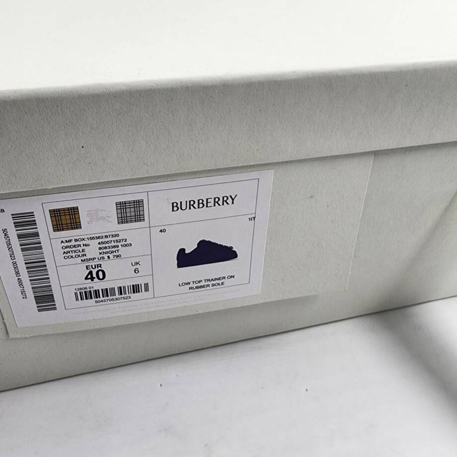 Burberry Leather Box Low-Top Sneakers Men's 40/7 US Knight Round Toe Lace Up