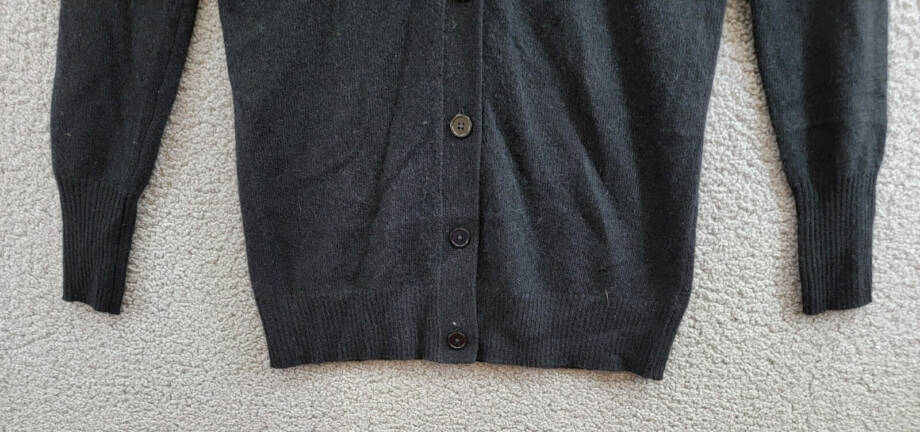C by Bloomingdale's Cashmere Grandfather Cardigan Women's XS Black V-Neck L/S