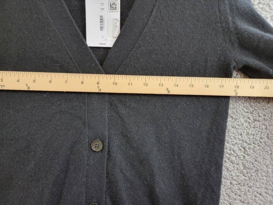 C by Bloomingdale's Cashmere Grandfather Cardigan Women's XS Black V-Neck L/S