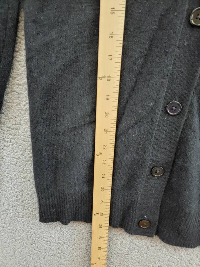 C by Bloomingdale's Cashmere Grandfather Cardigan Women's XS Black V-Neck L/S