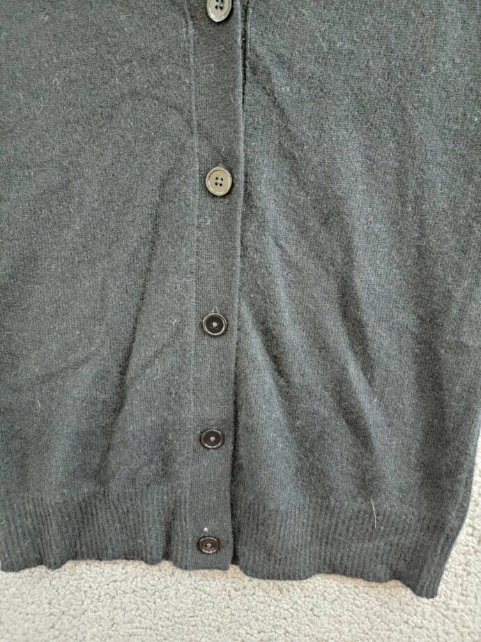 C by Bloomingdale's Cashmere Grandfather Cardigan Women's XS Black V-Neck L/S