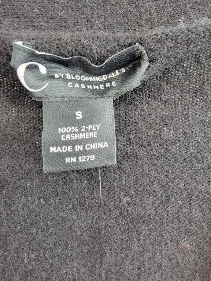 C by Bloomingdale's Cashmere Grandfather Cardigan Women's XS Black V-Neck L/S