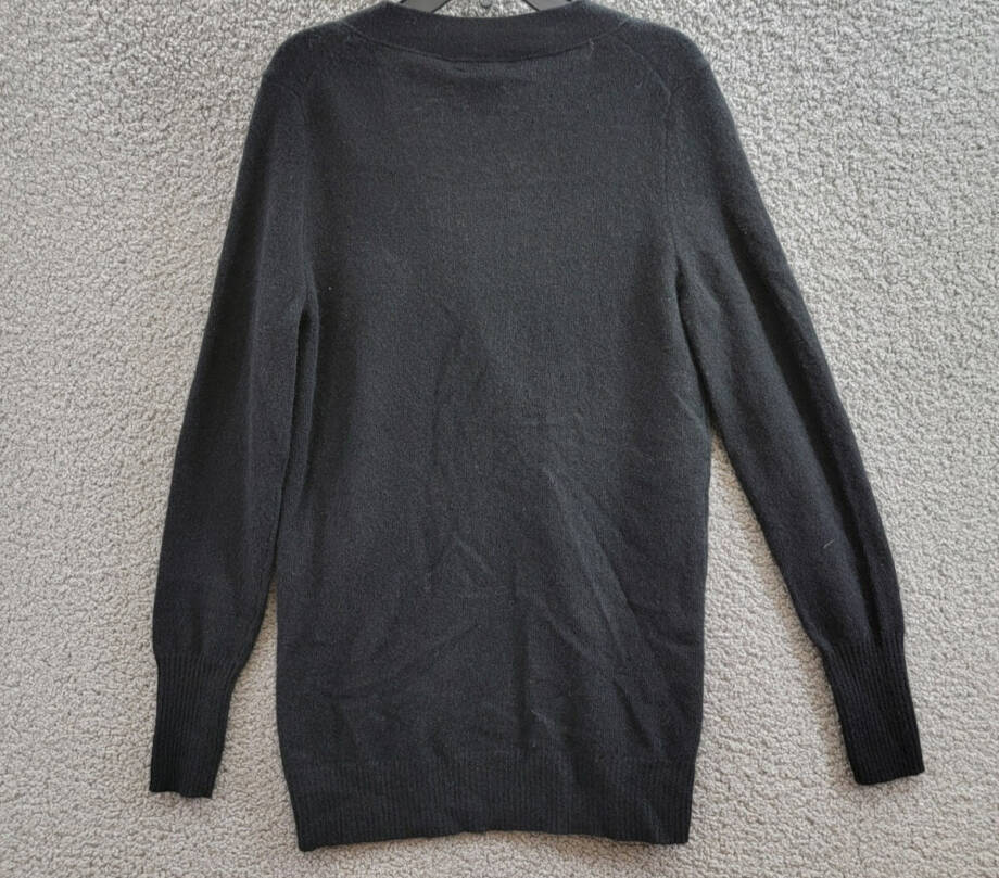 C by Bloomingdale's Cashmere Grandfather Cardigan Women's XS Black V-Neck L/S