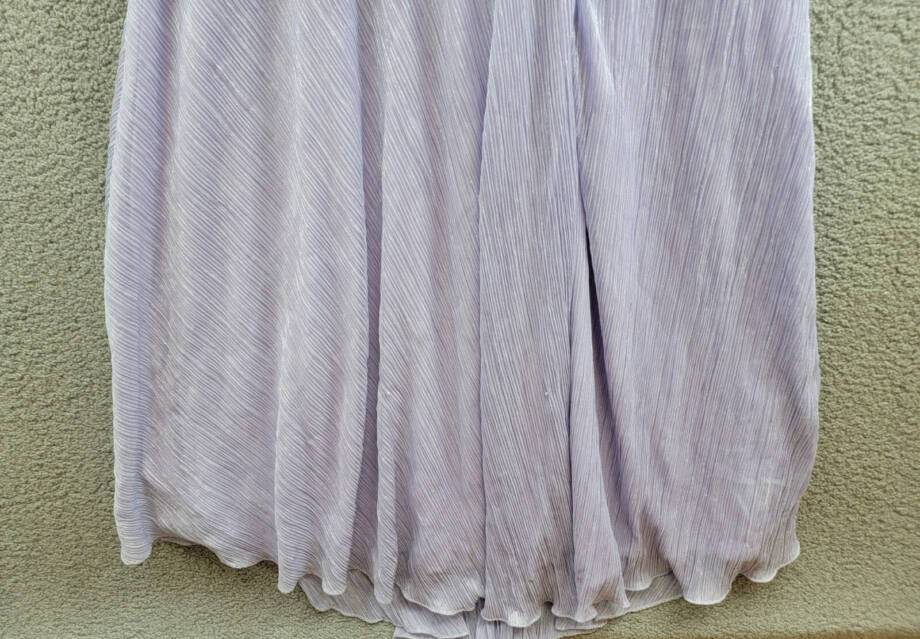 AQUA Metallic Crinkle Gown Women's 6 Lavender Twist Halter Neck Back Zip Closure