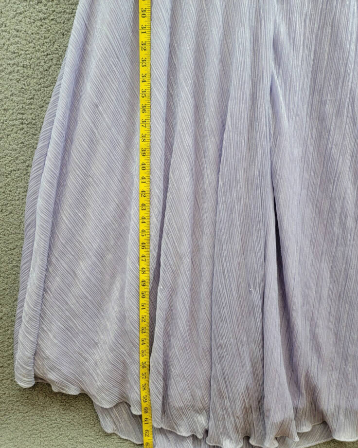 AQUA Metallic Crinkle Gown Women's 6 Lavender Twist Halter Neck Back Zip Closure