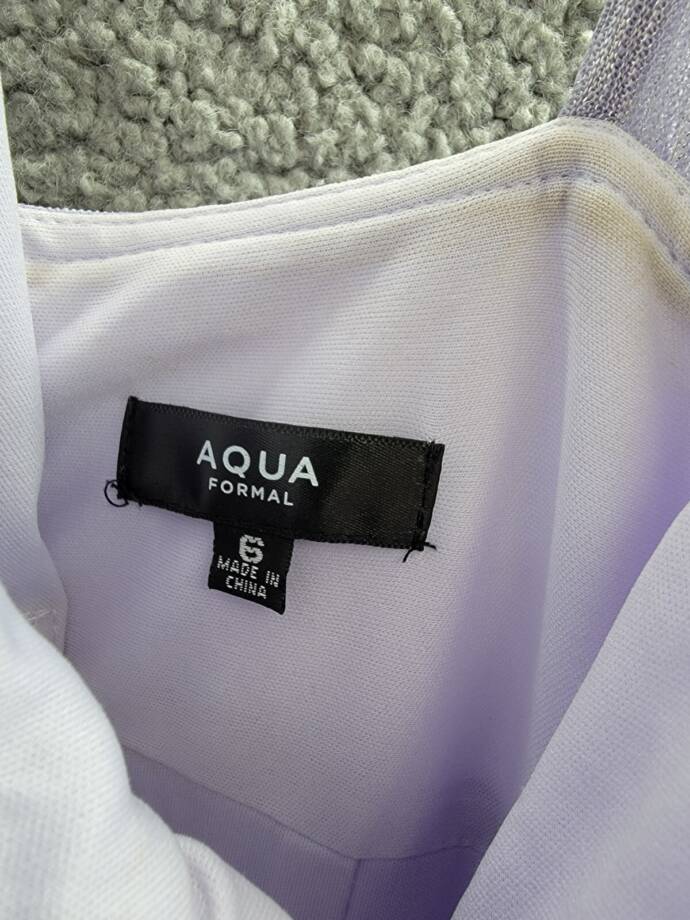 AQUA Metallic Crinkle Gown Women's 6 Lavender Twist Halter Neck Back Zip Closure
