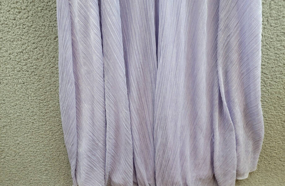 AQUA Metallic Crinkle Gown Women's 6 Lavender Twist Halter Neck Back Zip Closure