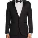 HUGO Astiane Slim Fit Tuxedo Jacket Men's 36S Black Virgin Wool Blend Peak Lapel