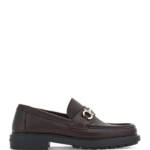 Ferragamo Duglas Slip On Loafer Mens 7 Dark Brown Signature Gancini Bit Hardware