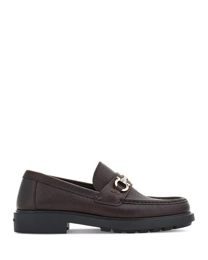 Ferragamo Duglas Slip On Loafer Mens 7 Dark Brown Signature Gancini Bit Hardware