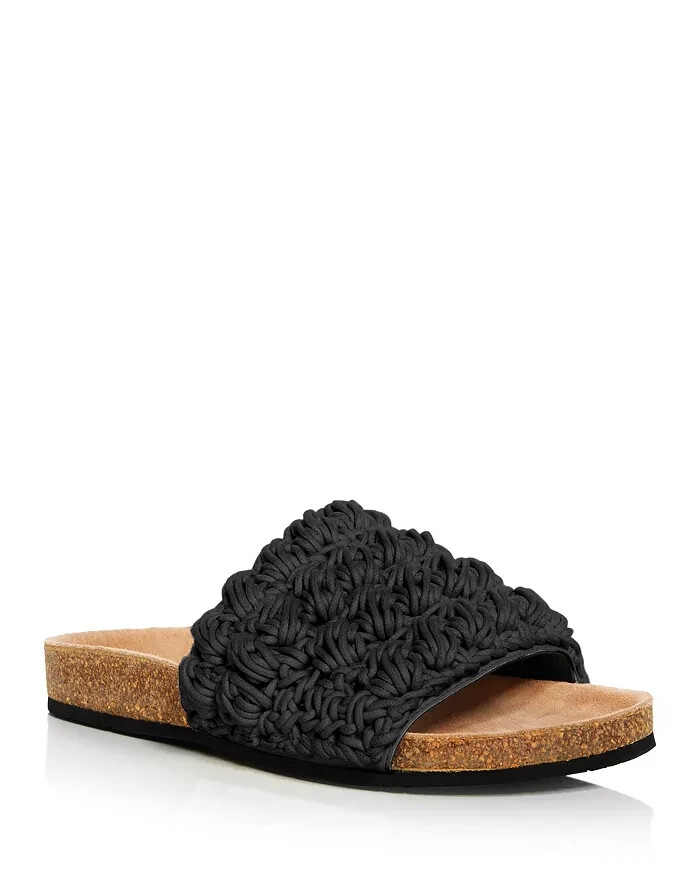 JW Anderson Ca/Fa Slip On Slide Sandals Men's 8 Black Crocheted Lace Detailing