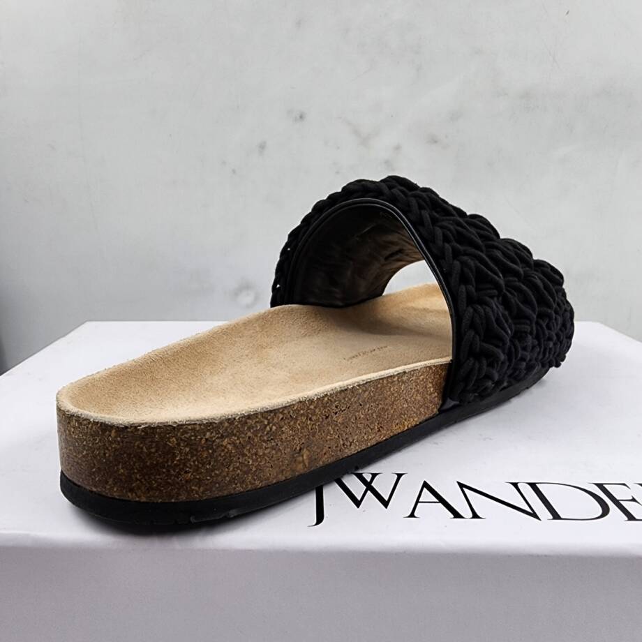 JW Anderson Ca/Fa Slip On Slide Sandals Men's 8 Black Crocheted Lace Detailing