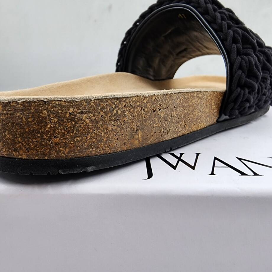 JW Anderson Ca/Fa Slip On Slide Sandals Men's 8 Black Crocheted Lace Detailing