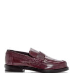 Alexander McQUEEN Croc Embossed Round Apron Toe Loafer Mens 12 Burgundy SlipOn