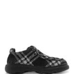Burberry Creeper Check Woven Lace Up Shoes Men's 8 Black Round Toe Chunky Soles