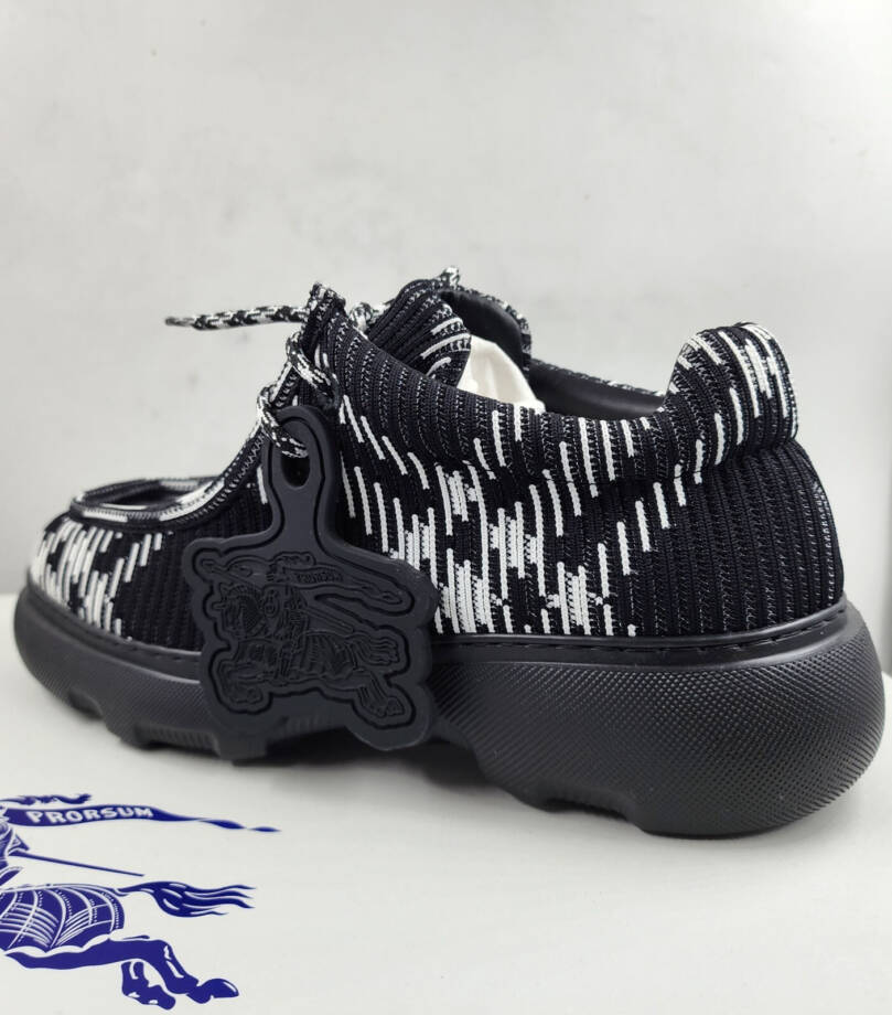 Burberry Creeper Check Woven Lace Up Shoes Men's 8 Black Round Toe Chunky Soles