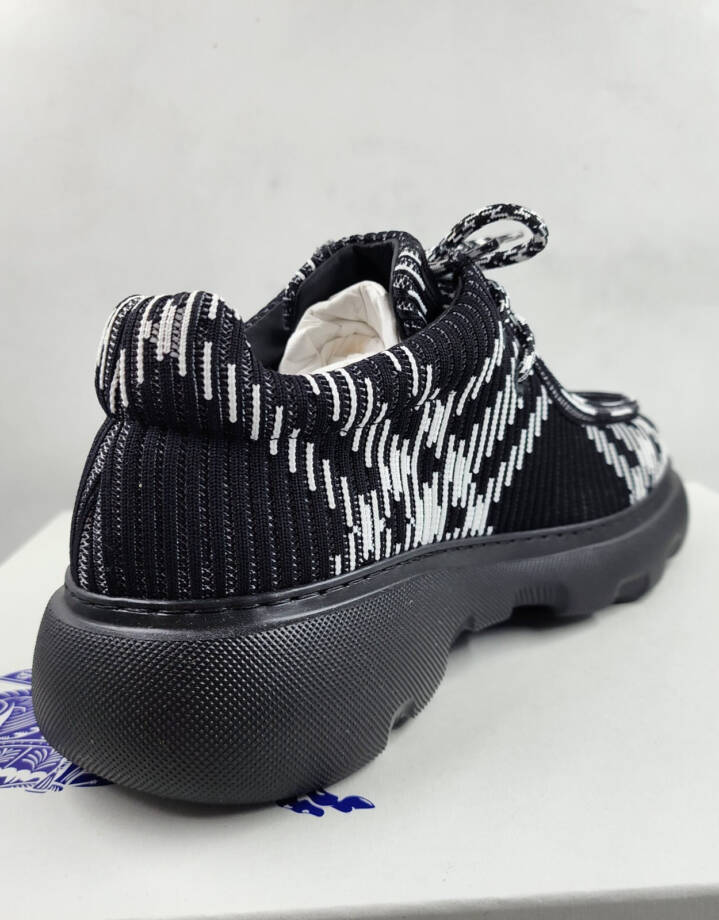 Burberry Creeper Check Woven Lace Up Shoes Men's 8 Black Round Toe Chunky Soles