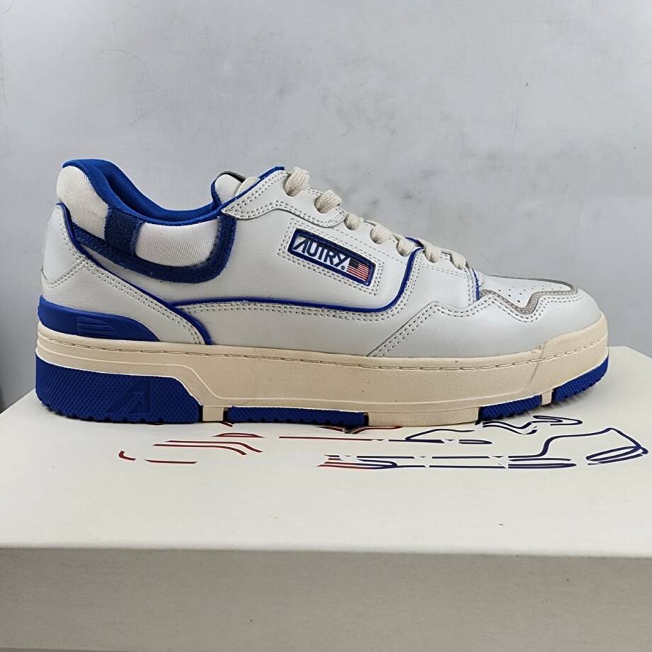 Autry CLC Leather Low-Top Sneakers Men's 13 White/Blue Lace Up Closure Round Toe
