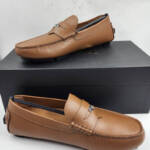 Versace Medusa Head Biggie Leather Loafers Mens 7.5 Dark Toffee Rear Logo Patch