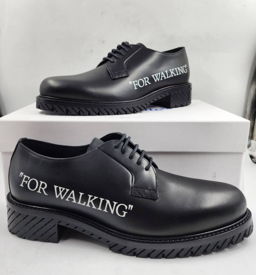 Off-White For Walking Dress Shoes Men's 11 Black Stripe Pattern At Sole Lace Up