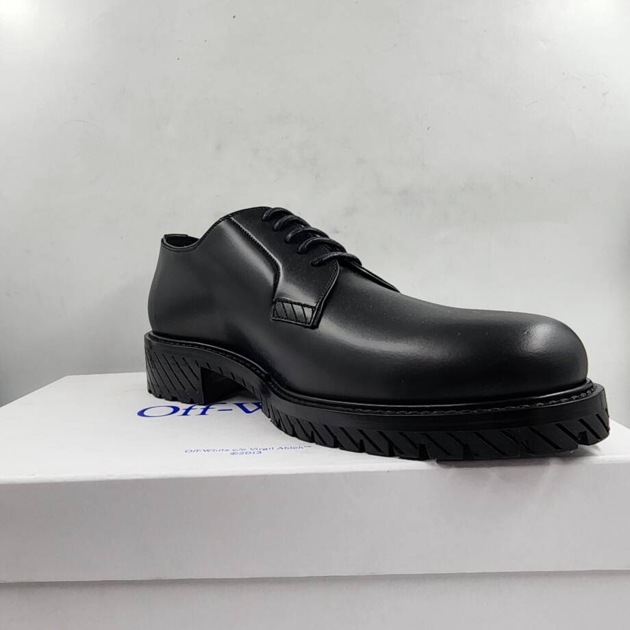 Off-White For Walking Dress Shoes Men's 11 Black Stripe Pattern At Sole Lace Up