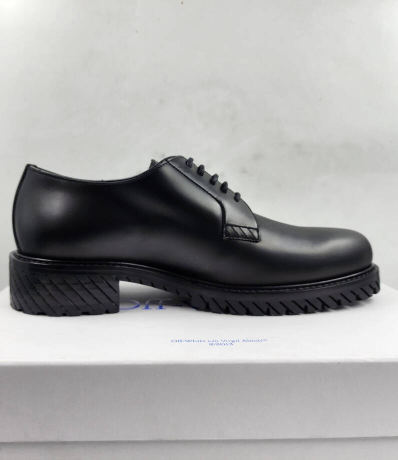 Off-White For Walking Dress Shoes Men's 11 Black Stripe Pattern At Sole Lace Up