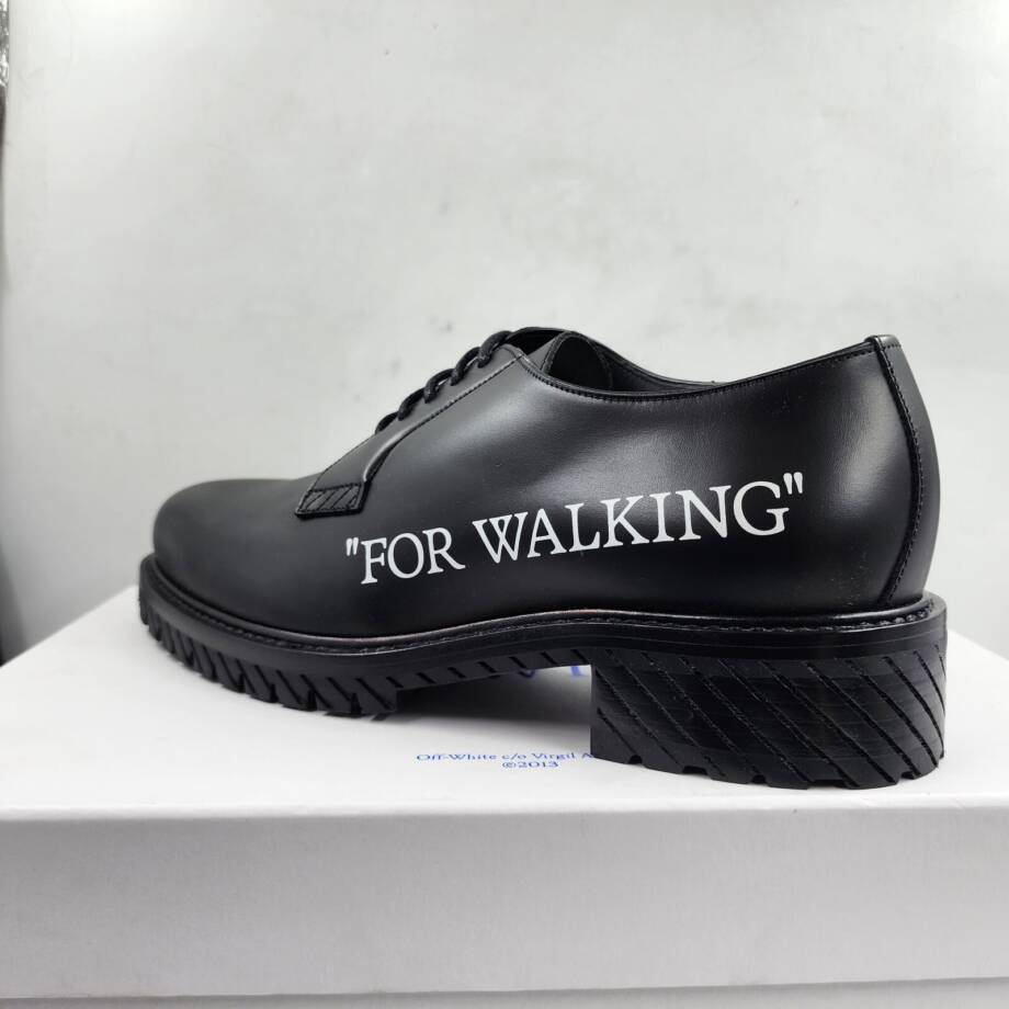 Off-White For Walking Dress Shoes Men's 11 Black Stripe Pattern At Sole Lace Up
