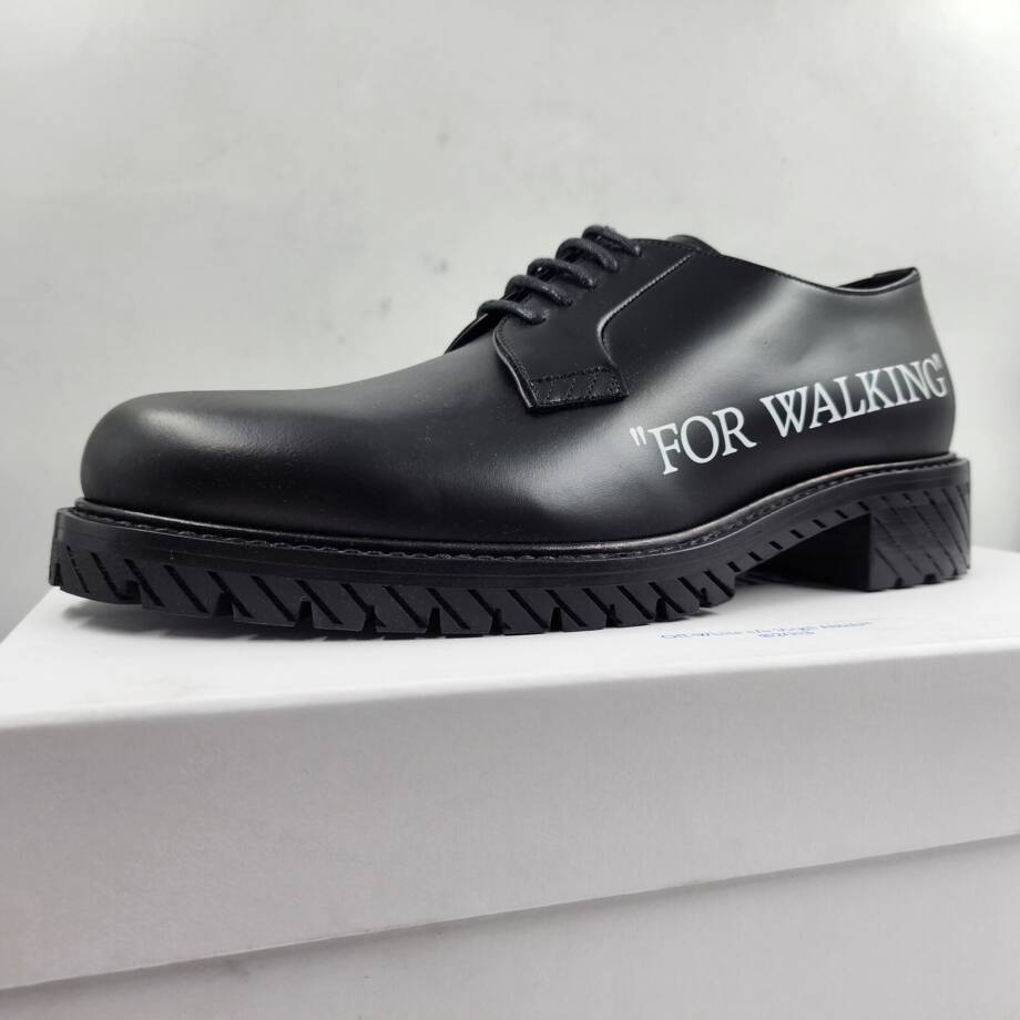 Off-White For Walking Dress Shoes Men's 11 Black Stripe Pattern At Sole Lace Up