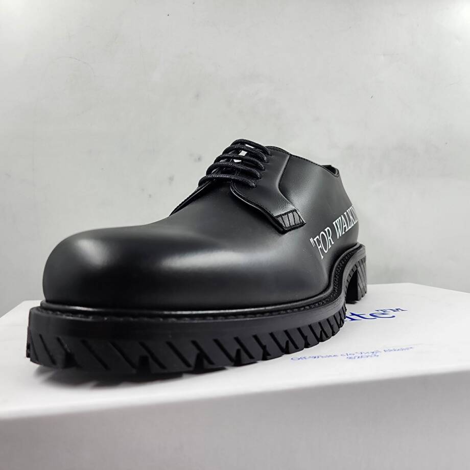 Off-White For Walking Dress Shoes Men's 11 Black Stripe Pattern At Sole Lace Up