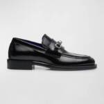 Burberry Leather Barbed Penny Slip On Loafers Men's 10.5 Black Square Apron Toe
