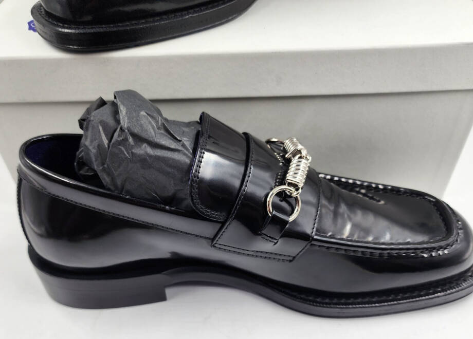 Burberry Leather Barbed Penny Slip On Loafers Men's 10.5 Black Square Apron Toe