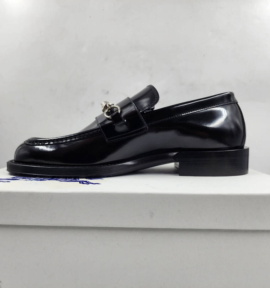 Burberry Leather Barbed Penny Slip On Loafers Men's 10.5 Black Square Apron Toe