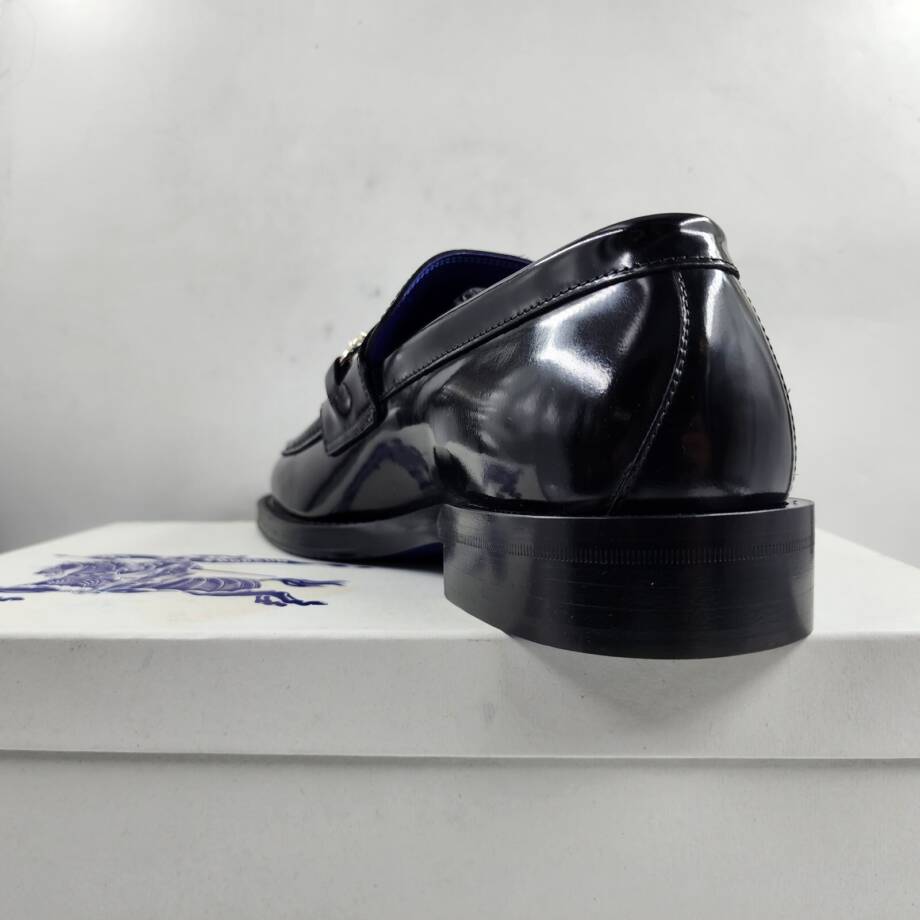 Burberry Leather Barbed Penny Slip On Loafers Men's 10.5 Black Square Apron Toe