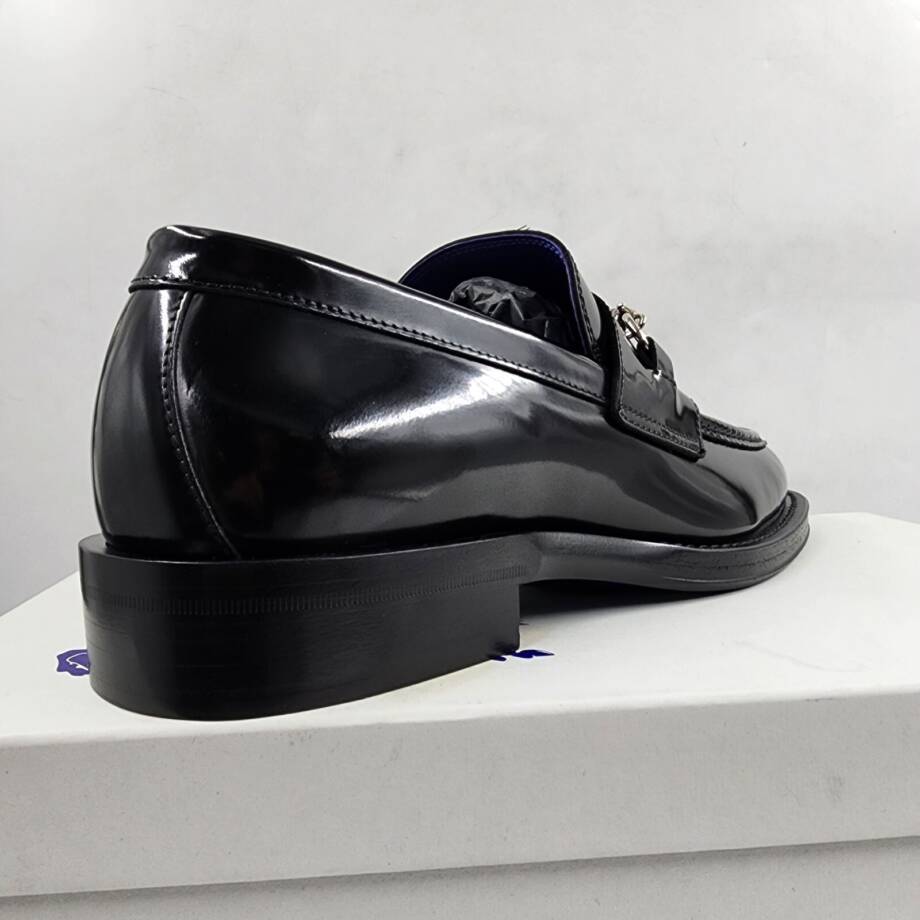Burberry Leather Barbed Penny Slip On Loafers Men's 10.5 Black Square Apron Toe