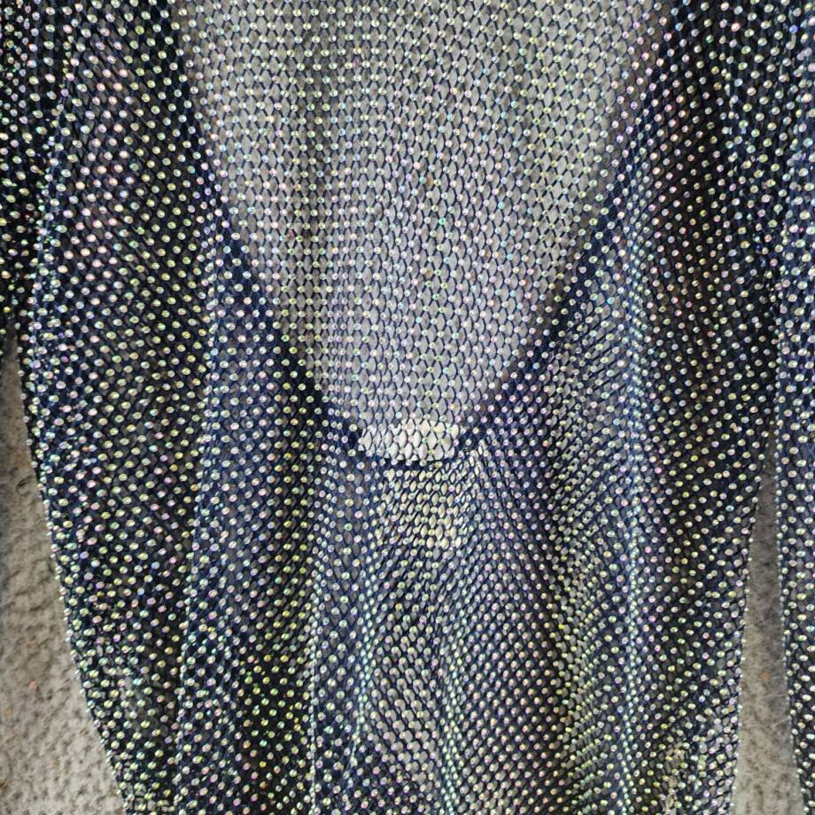 Free People Low Back Filter Finish Long Sleeve Top Women's S Navy Sheer Pullover