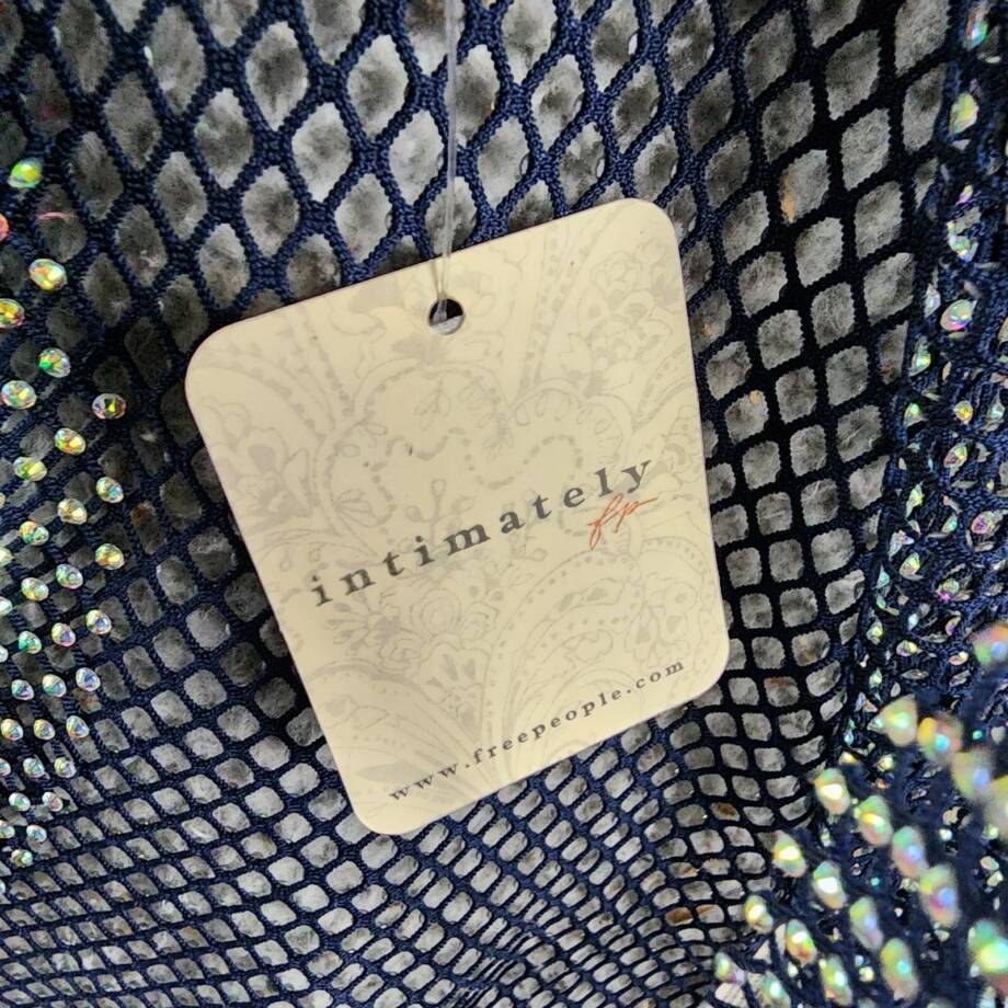 Free People Low Back Filter Finish Long Sleeve Top Women's S Navy Sheer Pullover