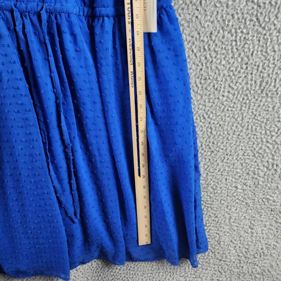 52seven Drawstring Waist Dress Women's L Cobalt Round Neck Short Sleeve Tie Back