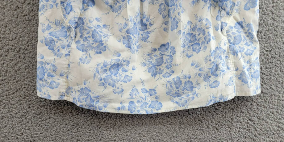 Polo Ralph Lauren Floral Slub Top Girls' 14 Blue/White Square Neck Pullover S/S