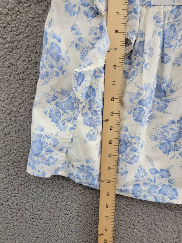 Polo Ralph Lauren Floral Slub Top Girls' 14 Blue/White Square Neck Pullover S/S