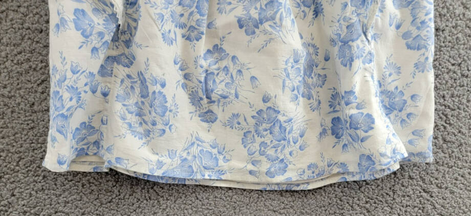 Polo Ralph Lauren Floral Slub Top Girls' 14 Blue/White Square Neck Pullover S/S