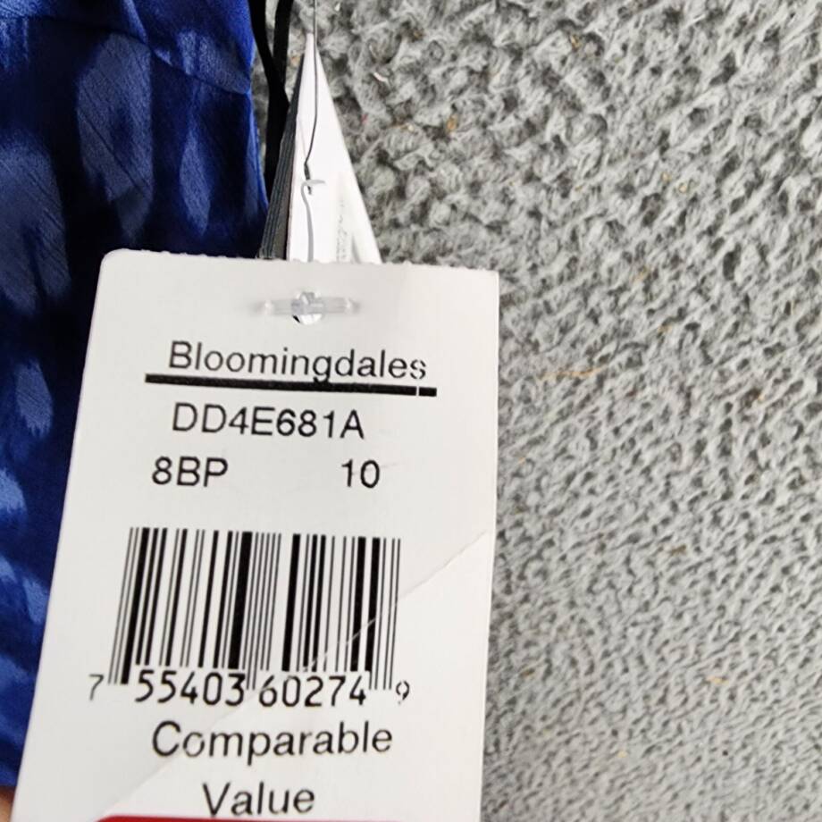 DKNY Printed Sweetheart-Neck Short-Sleeve Midi Dress Women's 10 Blue Zip Closure
