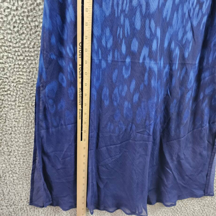 DKNY Printed Sweetheart-Neck Short-Sleeve Midi Dress Women's 10 Blue Zip Closure