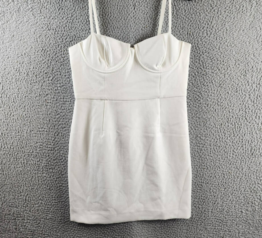 FRENCH CONNECTION Whisper Corset Dress Women's 8 White Sleeveless Zip Closure