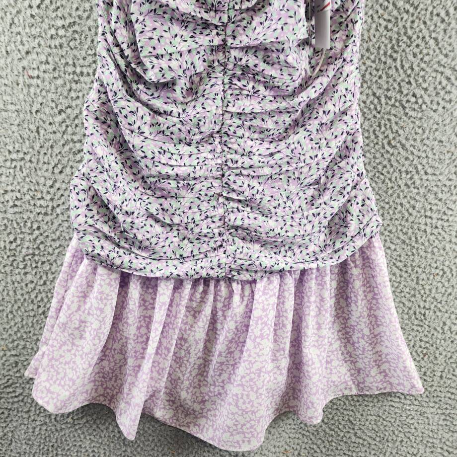 French Connection Enora Breya Verona Ruched Dress Women's 6 Sheer Lilac Floral