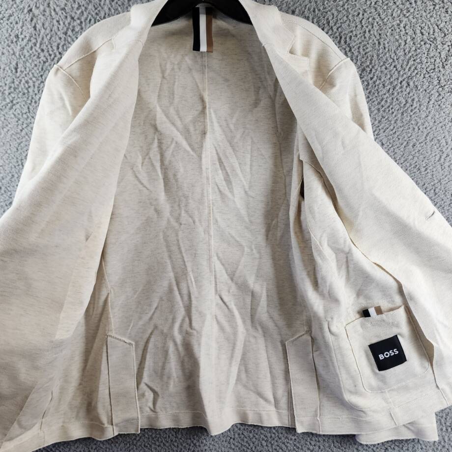 BOSS Hanry Slim Fit Raw Edge Sport Coat Men's 40R Open White 2-Button Closure