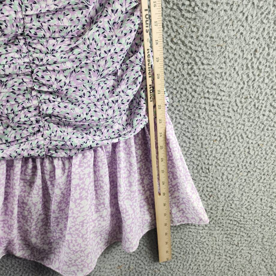French Connection Enora Breya Verona Ruched Dress Women's 6 Sheer Lilac Floral