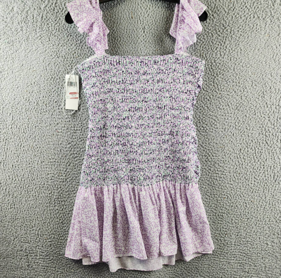 French Connection Enora Breya Verona Ruched Dress Women's 6 Sheer Lilac Floral