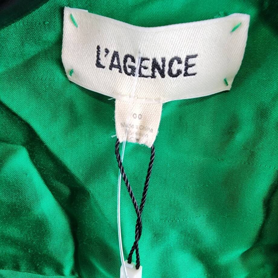 L'Agence Amani Satin Wrap Long-Sleeve Mini Dress Womens 00 Grass Green Tie Waist